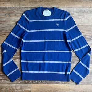 VTG Y2K Abercrombie & Fitch Bradley Muscle Sweater Blue Stripe L Cotton Cashmere